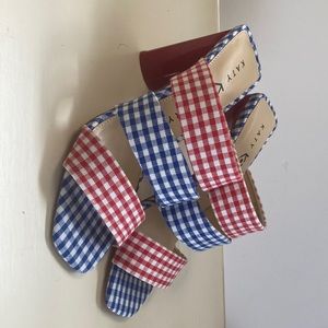 Katy Perry red and blue gingham check heels size 7